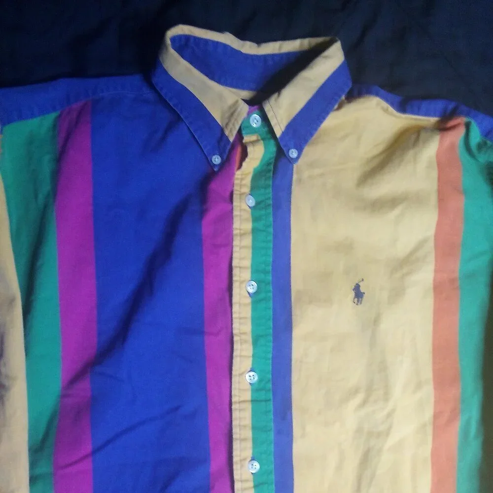 Vintage Polo Ralph Lauren Brushpopper Color Block Button Shirt